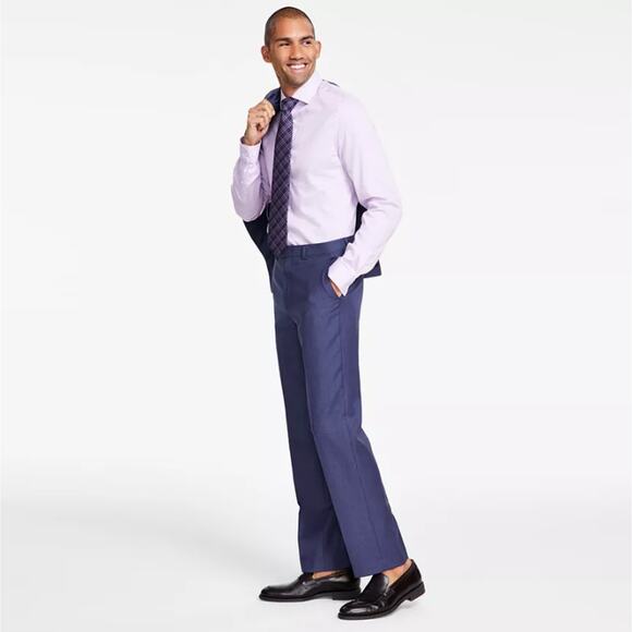 Michael Kors Men's Blue Solid Wool Stretch Classic-Fit Suit Pants Size 44W 30L - Picture 3 of 8